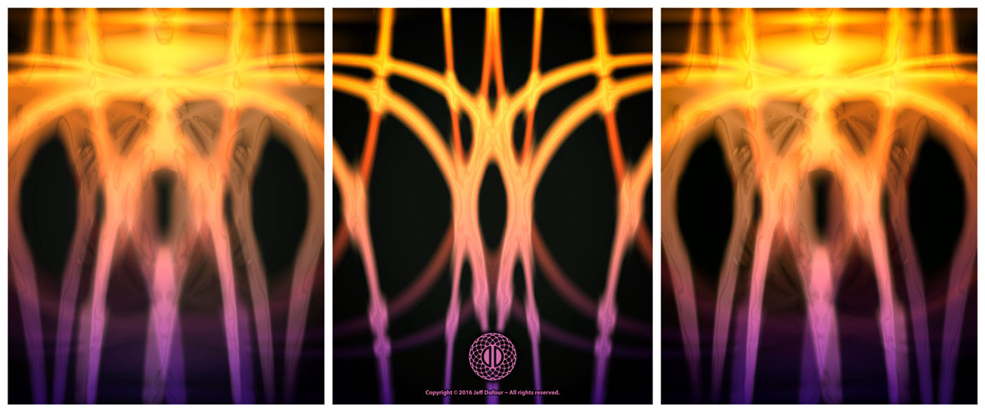 symmetry symmetrical Triptych gradients orang yellow purple abstract