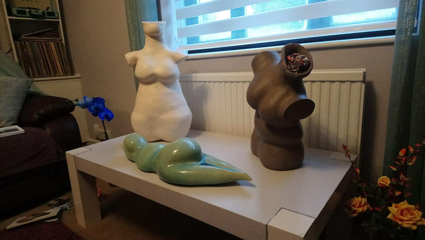 Exhibition  feminine feminist women ceramics  sculpture glazed supporting women mixed media design