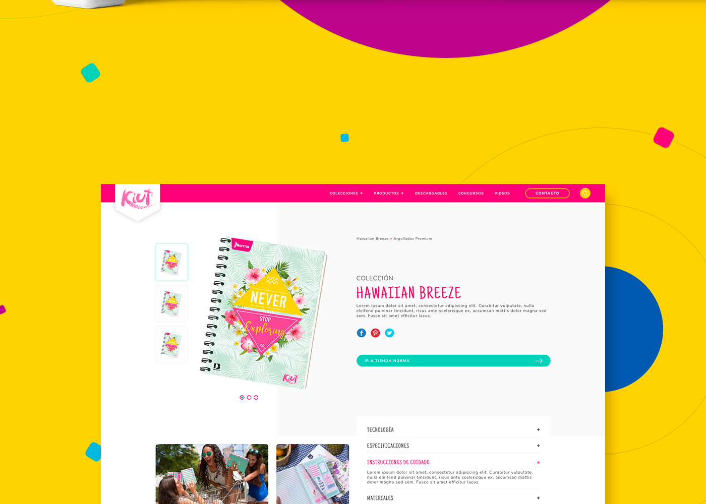 Website UI ux notebook school girly jean colors kiut Jeanbook