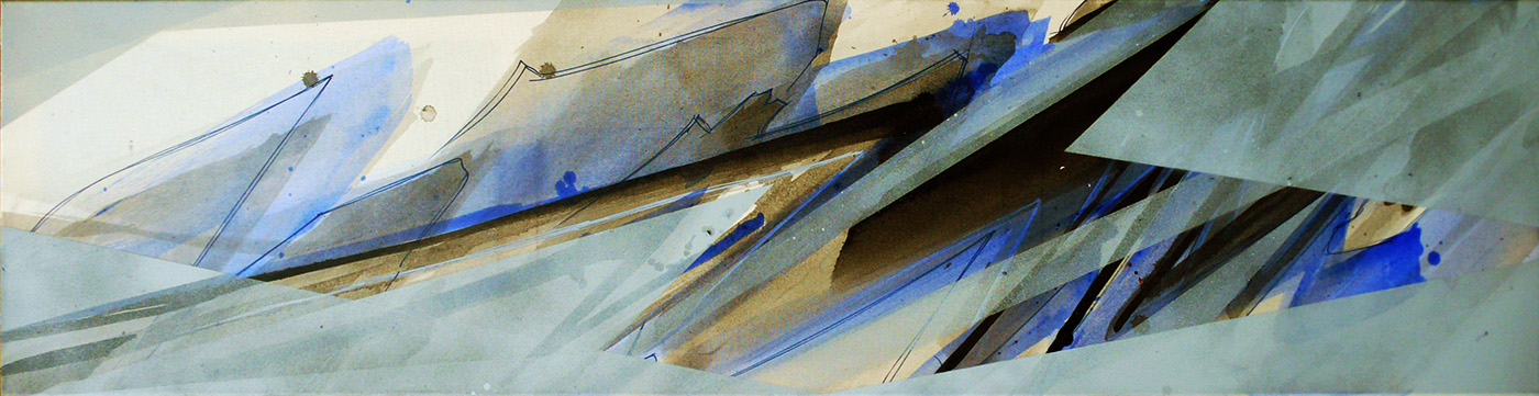 abstract canvas Dynamism series soft palette blue Marker spray line geometry Geometrical pattern surface