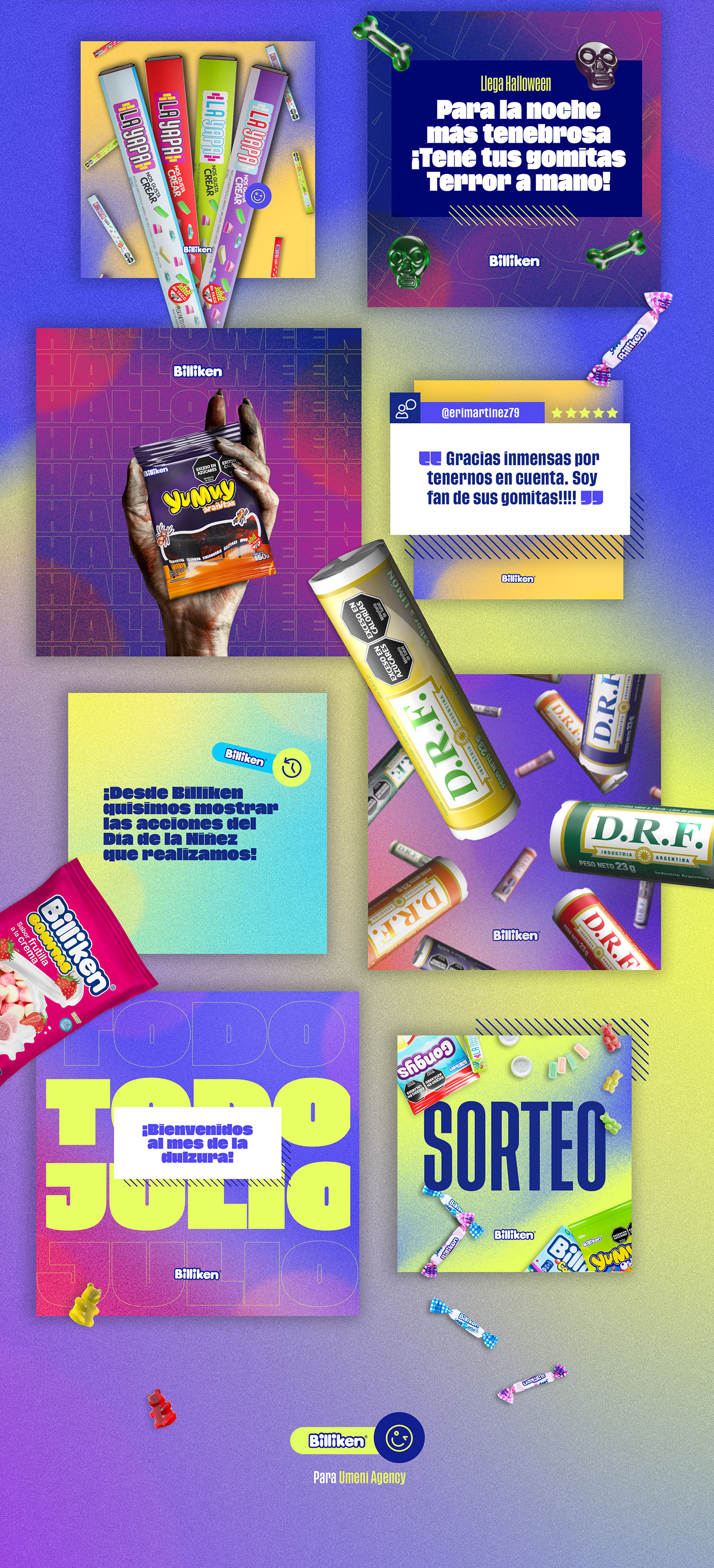 golosinas Candy colourfull branding  Instagram Post identidad rebranding violet redes sociales Identidad Corporativa