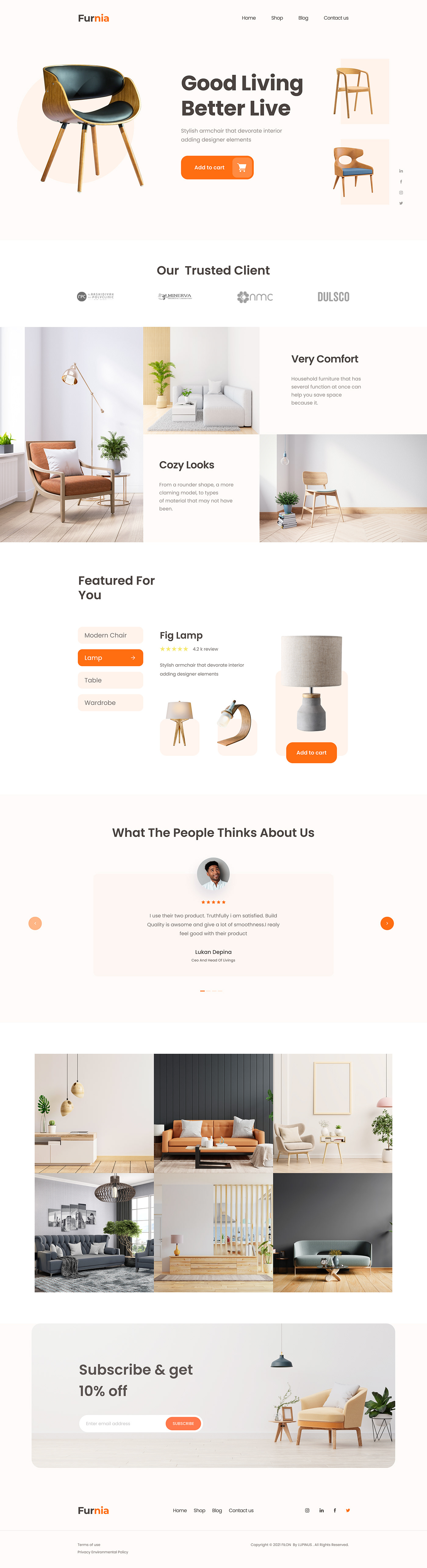 agency furniture uiux Web Design  Website clean e-commerce landing page Shopify ui design