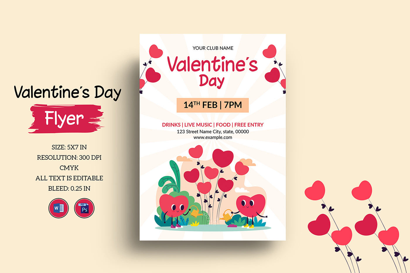 Valentines Party Flyer template  Printable valentines day party invitation template