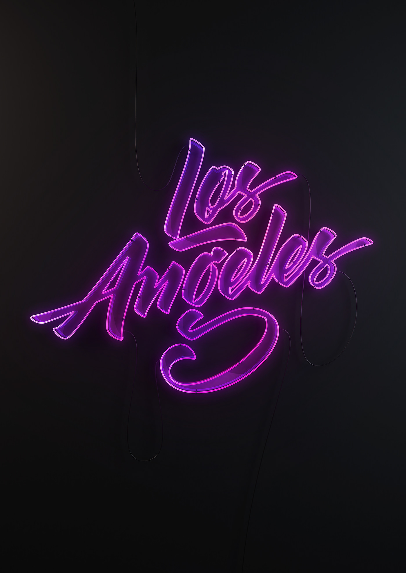 lettering neon glow magenta purple Los Angeles la type suyt