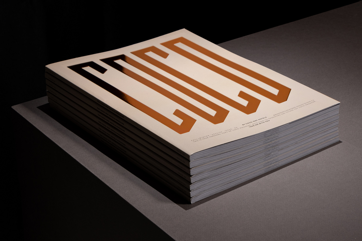 bronze editorial emboss eros font foil lettering magazine typography   vj type Coco-mat