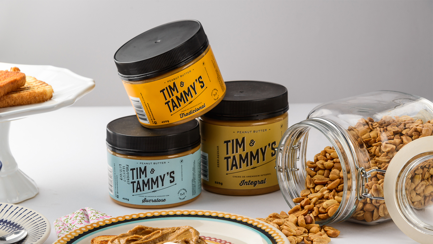 peanut butter pasta de amendoim vintage brbauen tim&tammy's yellow blue Script