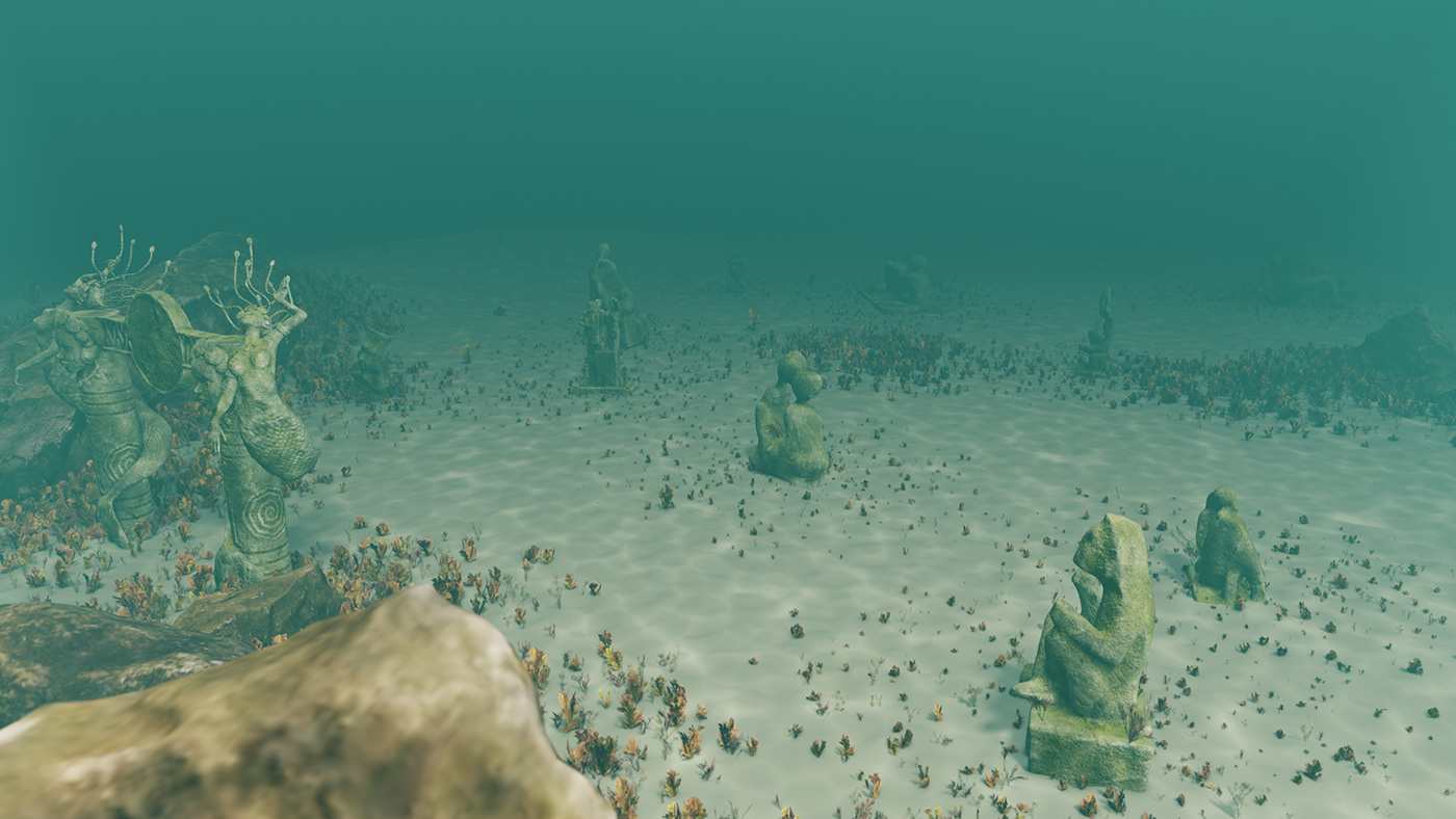 digital 3d fantasy mermaid Ocean PBR props sculpture statue texturing underwater