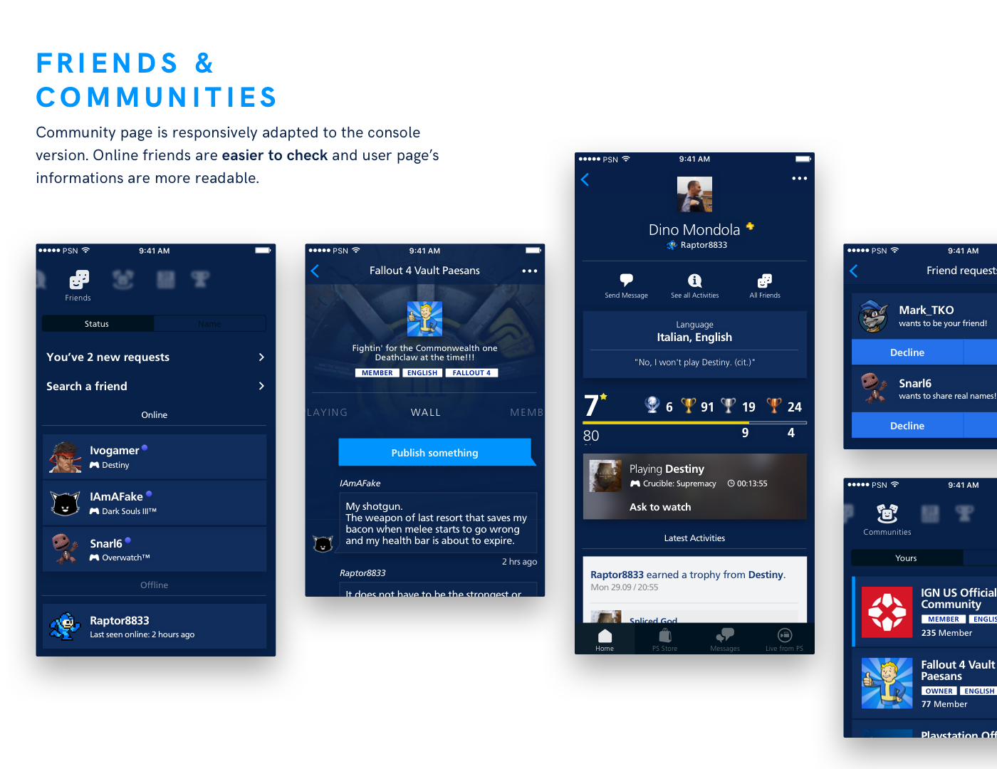 playstation redesign UI ux Progressive Disclosure iphone companion Sony Games collections