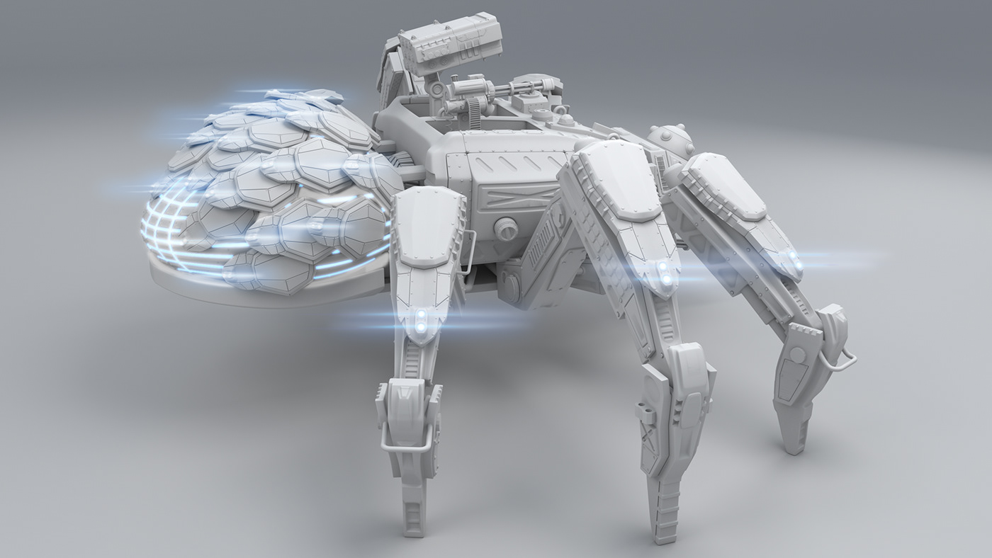 battletank droid Gun mech model spider