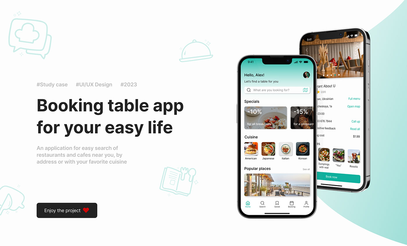 app Figma Food  Mobile app mobile design photoshop reservation table booking UI UX design