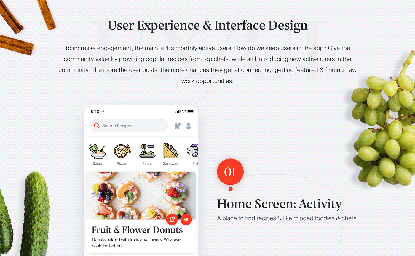 ux UI product design  food app Mobile app recipe app cooking cook chef iphone