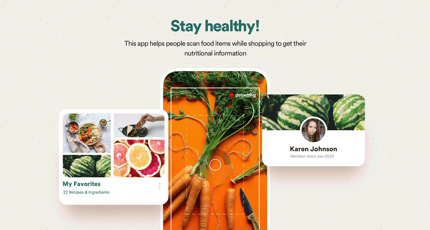 app application Health interaction ios mobile nutrient scanner UI ux