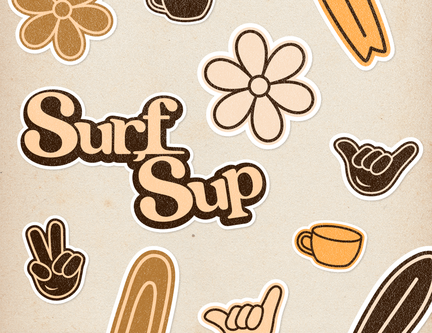 boardshop cafelogo Coffee graphic design  logodesign LogoIdentity Retro stickers summer Surf