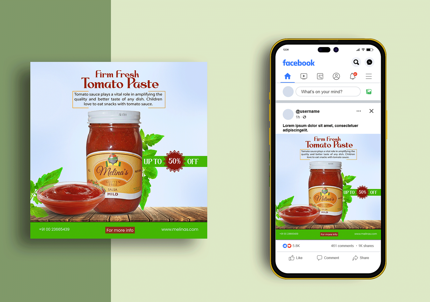 tomato sauce Tomato Paste Food  Social media post Advertising  Tomatoe pepper spicy Packaging product design 