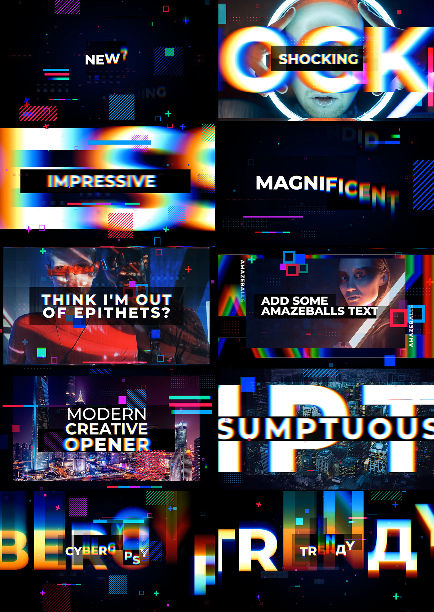 aftereffects animation  cyber Cyberpunk intro opener promo slideshow