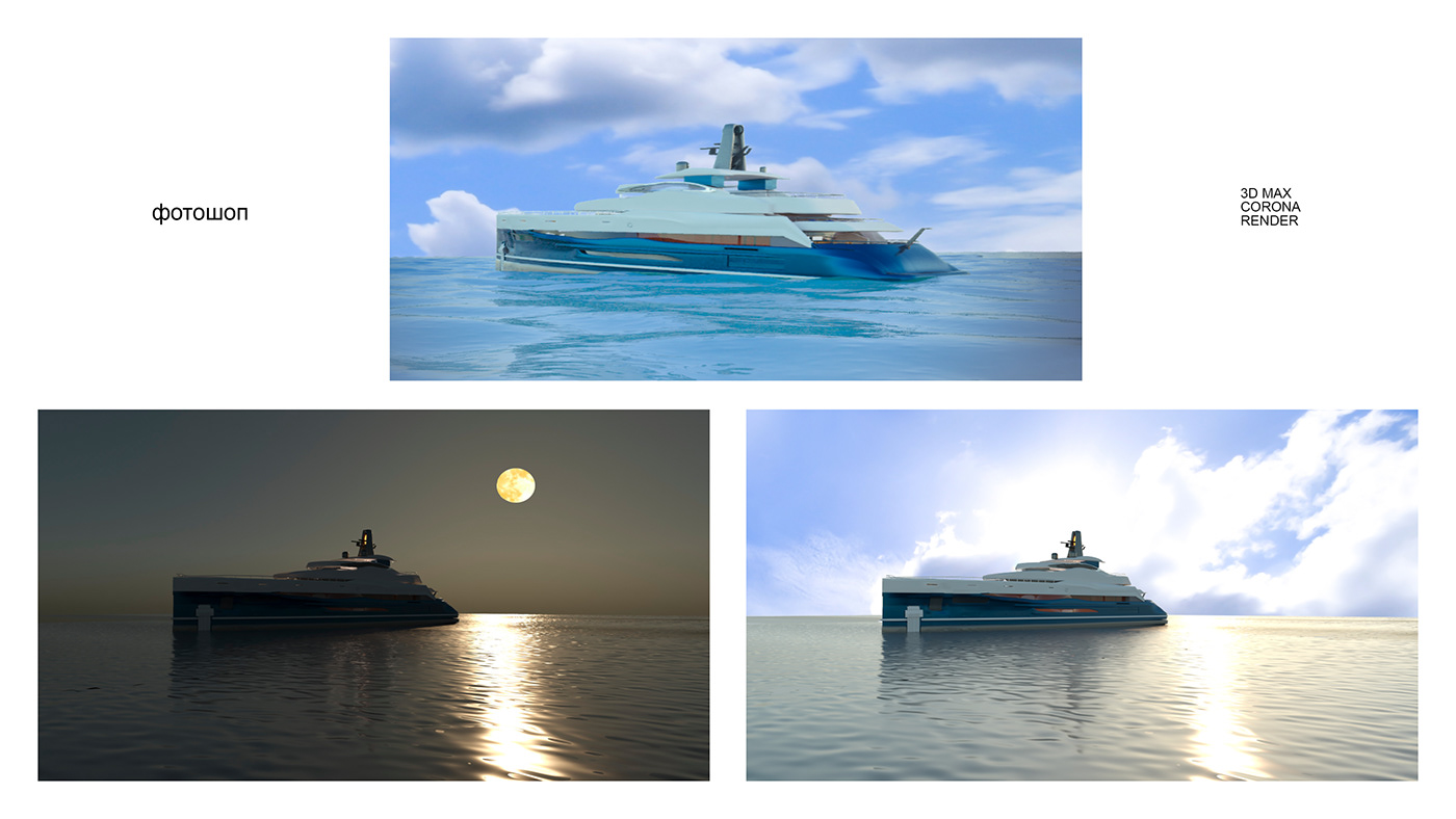 3D 3d modeling boat ship sunset visualization water yacht