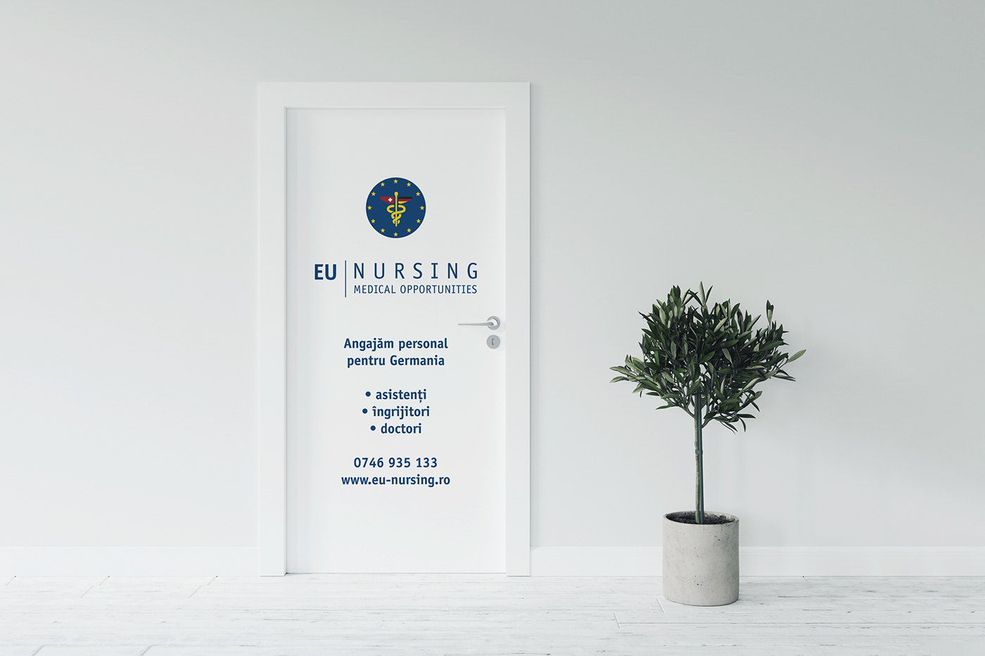 Signage door Window design eunursing EU nursing Recruiting serchis serchiscreative