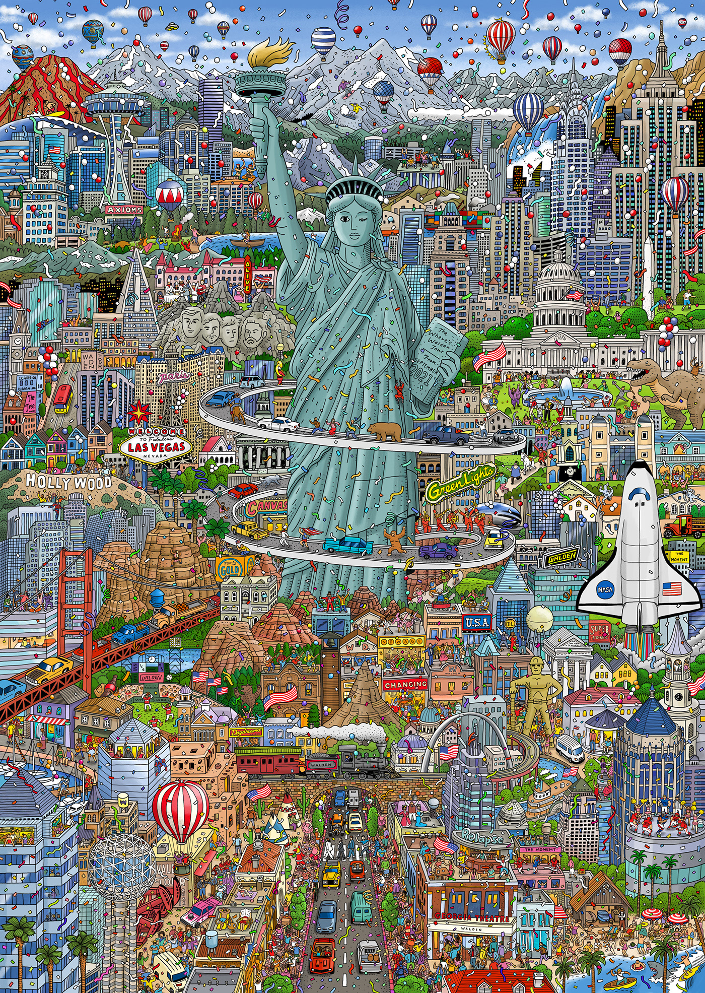band Character city ILLUSTRATION  Landscape music sightseeing tour usa Website