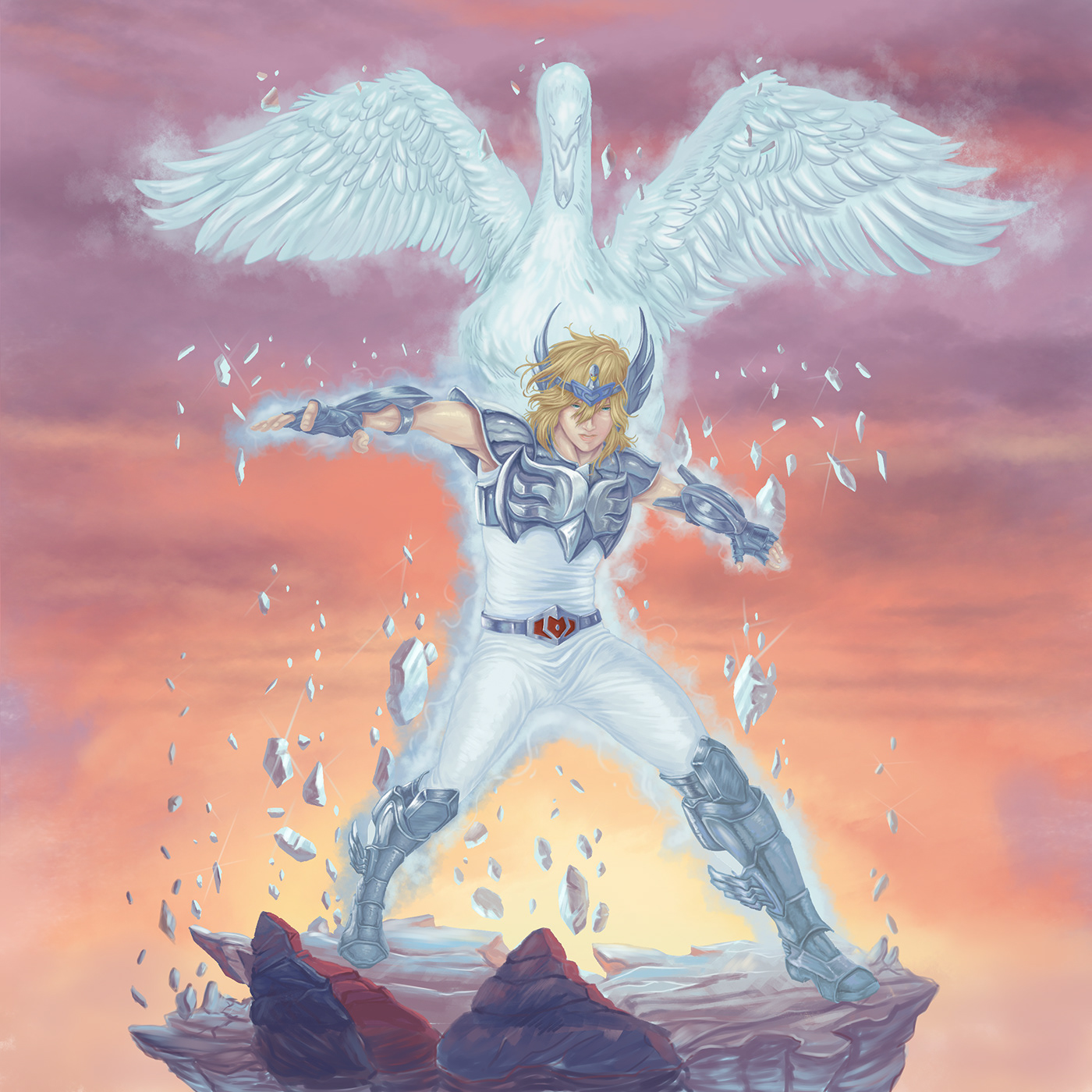 anime Cavaleiros do Zodiaco Cignus digital illustration fanart hyoga ILLUSTRATION  Ilustração manga Saint Seiya