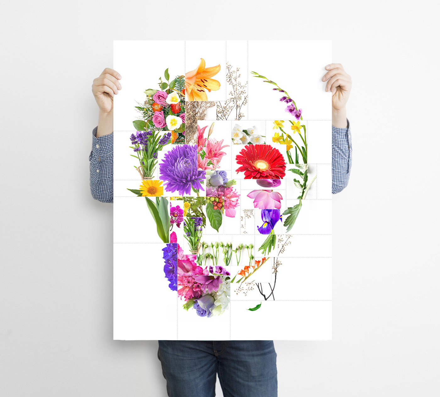 art collage death floral flower Flowers life poster rose skull