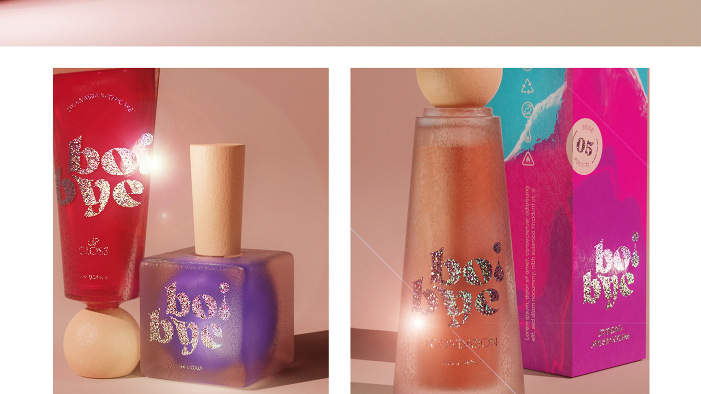 branding  product design  Packaging cosmetics colorful Fun Glitter visual identity Make Up cute