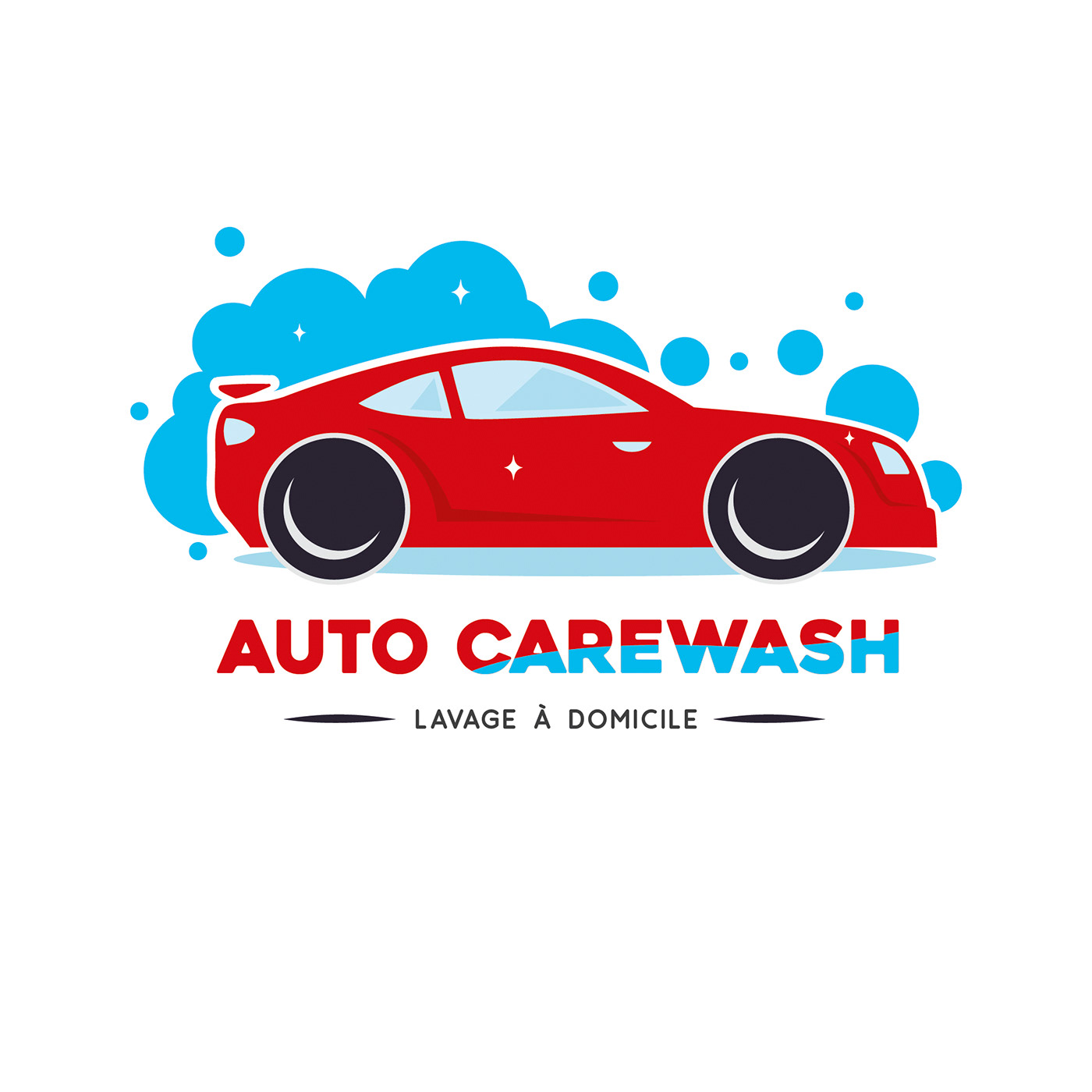 Carwash Auto red blue black logo