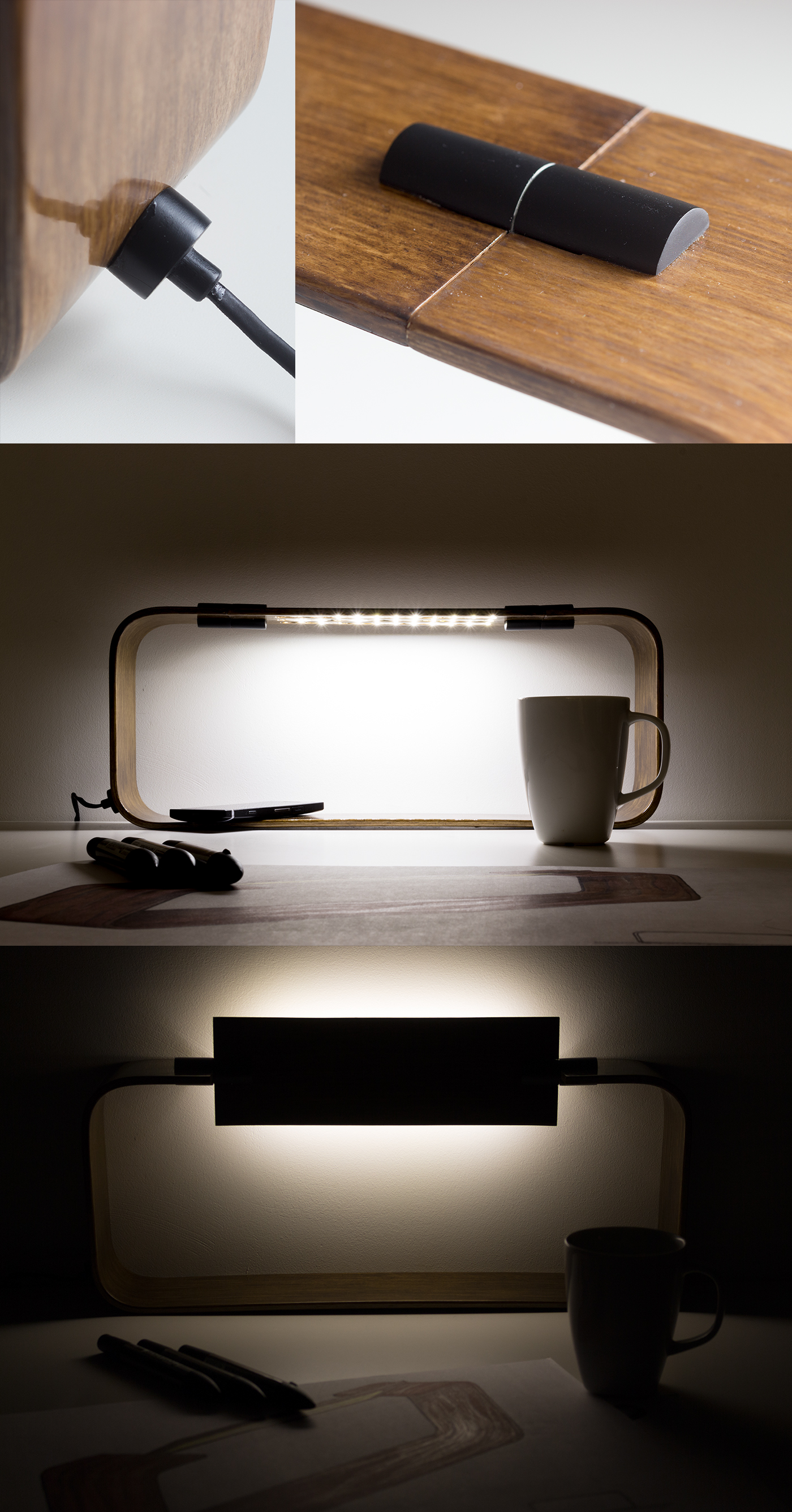 bent Laminating Lamination desk Lamp curved wood birch veneer mould light led warm White comforting