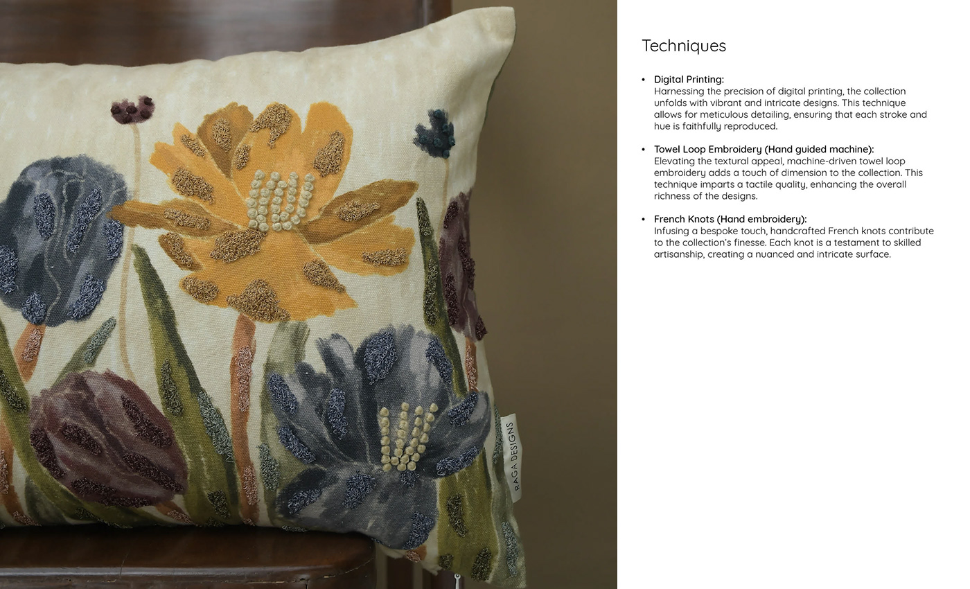 surface design textile design  print Embroidery digital illustration ILLUSTRATION  digital print cushion home Interior