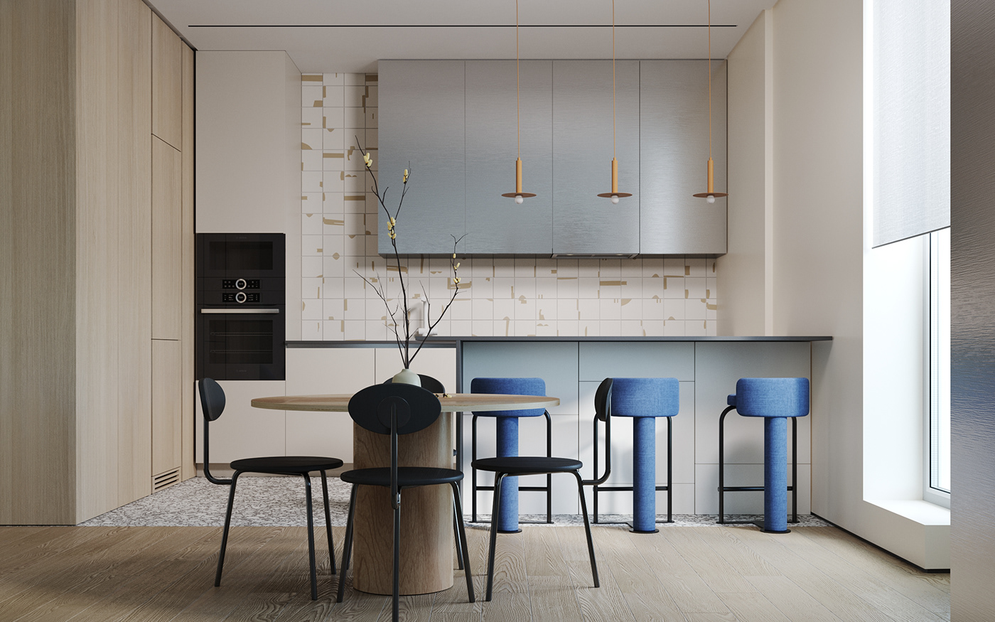 3D 3ds max corona CGI interior design  living room kitchen modern Render art