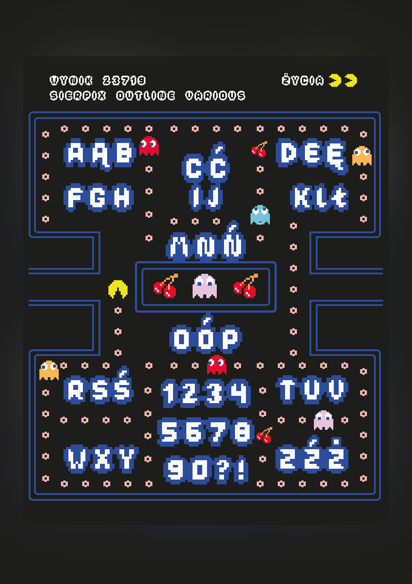 pixel font Sierp polish Pacman Tank Space  wroclaw swps