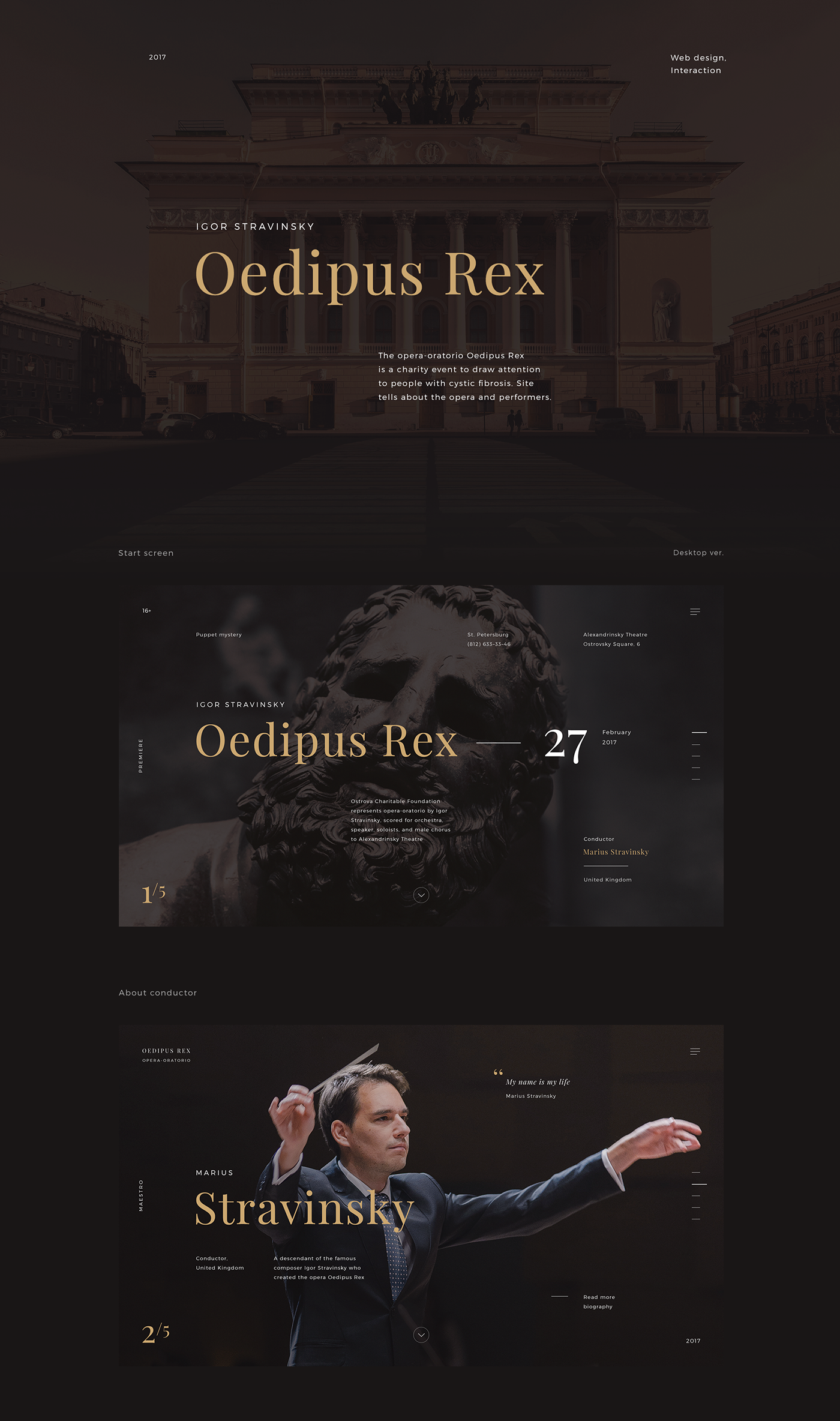 opera music orchestra Theatre conductor Oedipus Alexandrinsky dark Web UI