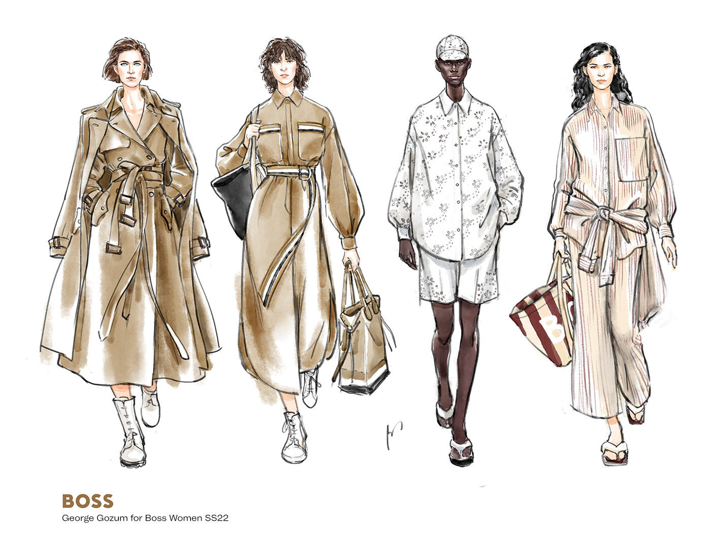 Fashion illustrations by George Gozum for Hugo Boss
