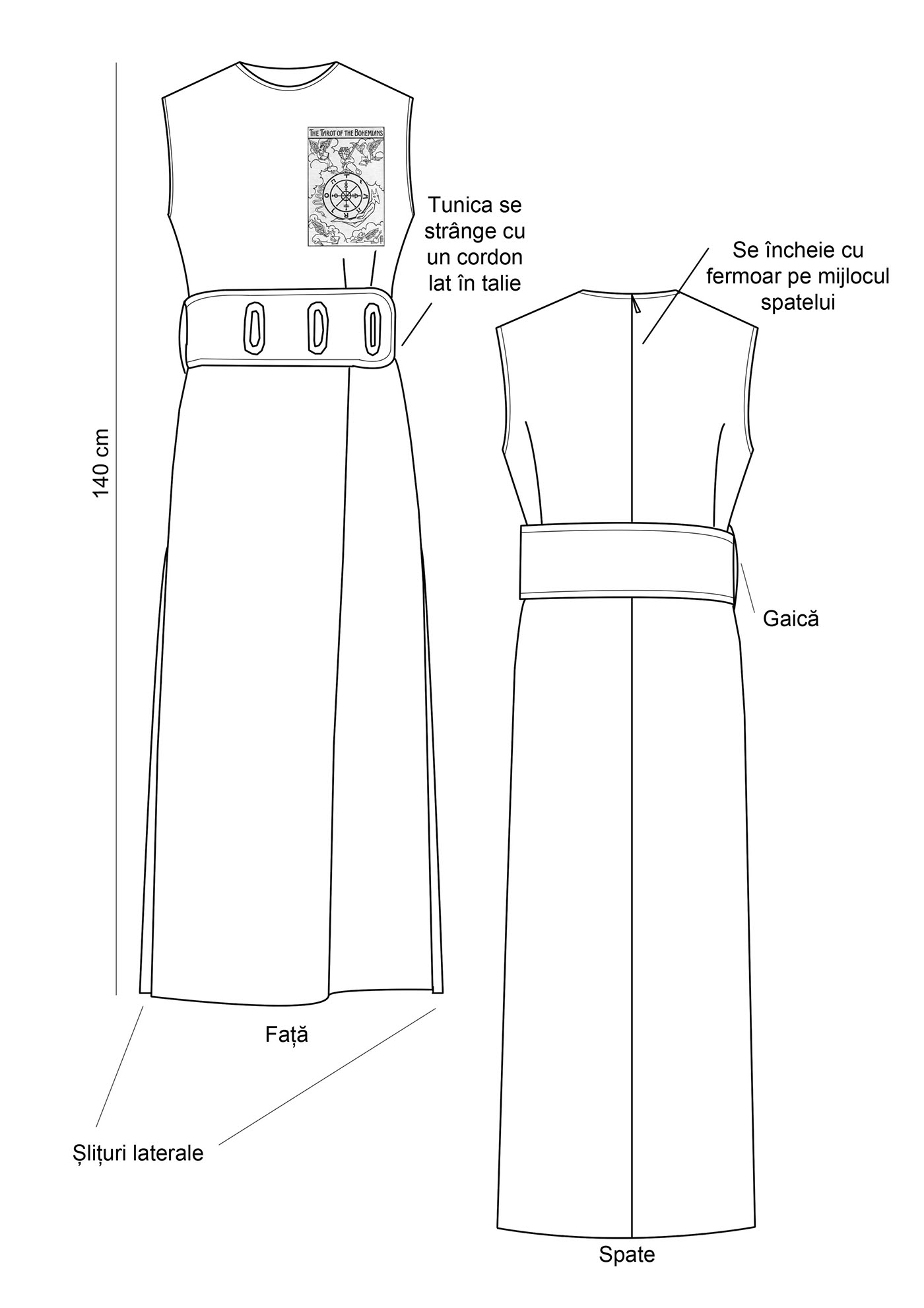 women's fashion Collection sketch Technical Drawings occult dark arts conceptual