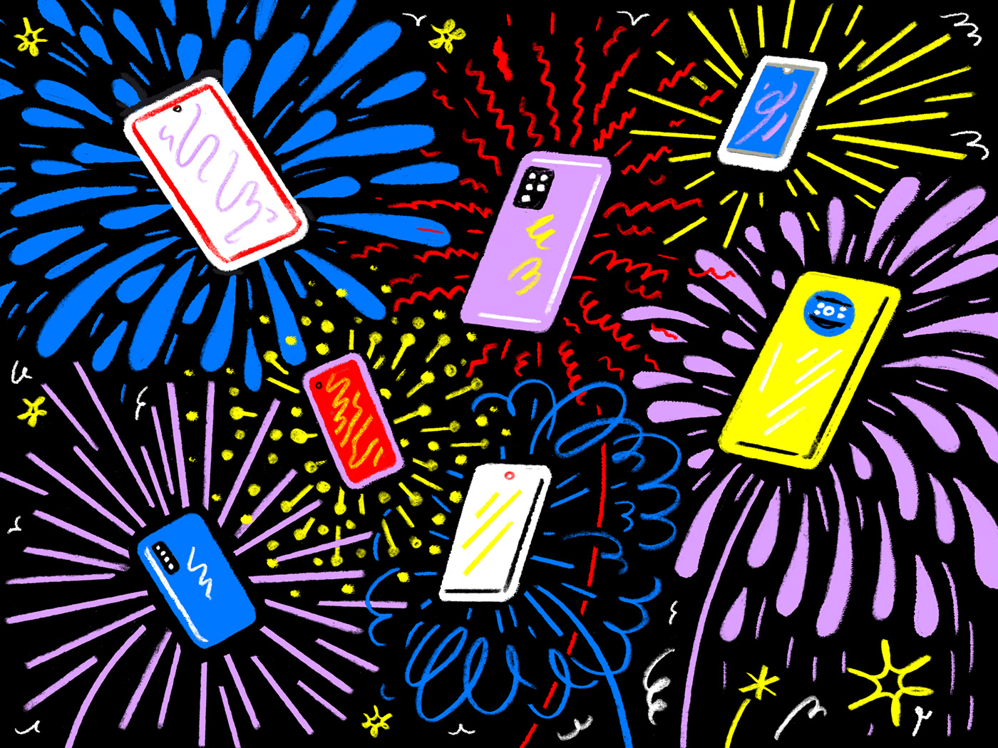 Diwali Editorial Illustration festival of lights fireworks ILLUSTRATION  kati szilagyi katiszi