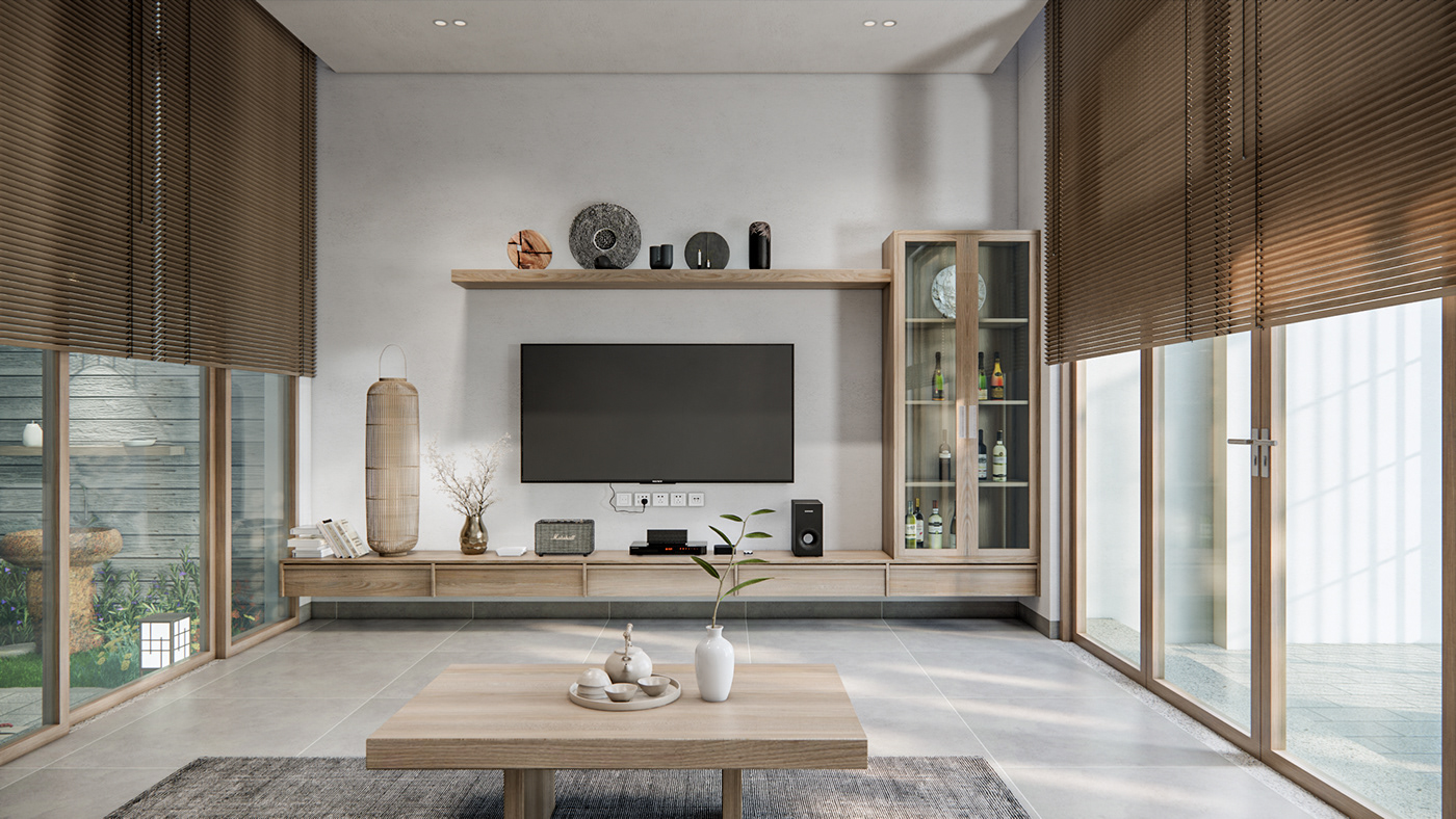 Enscape Render HOUSE DESIGN interior design  japan style minimalist nội thất nhà phố
