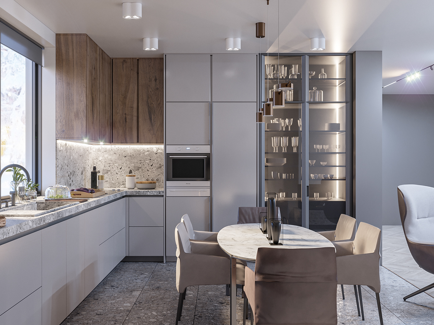 гостиная   дизайн интерьера камин кухня минимализм современный дизайн столовая  