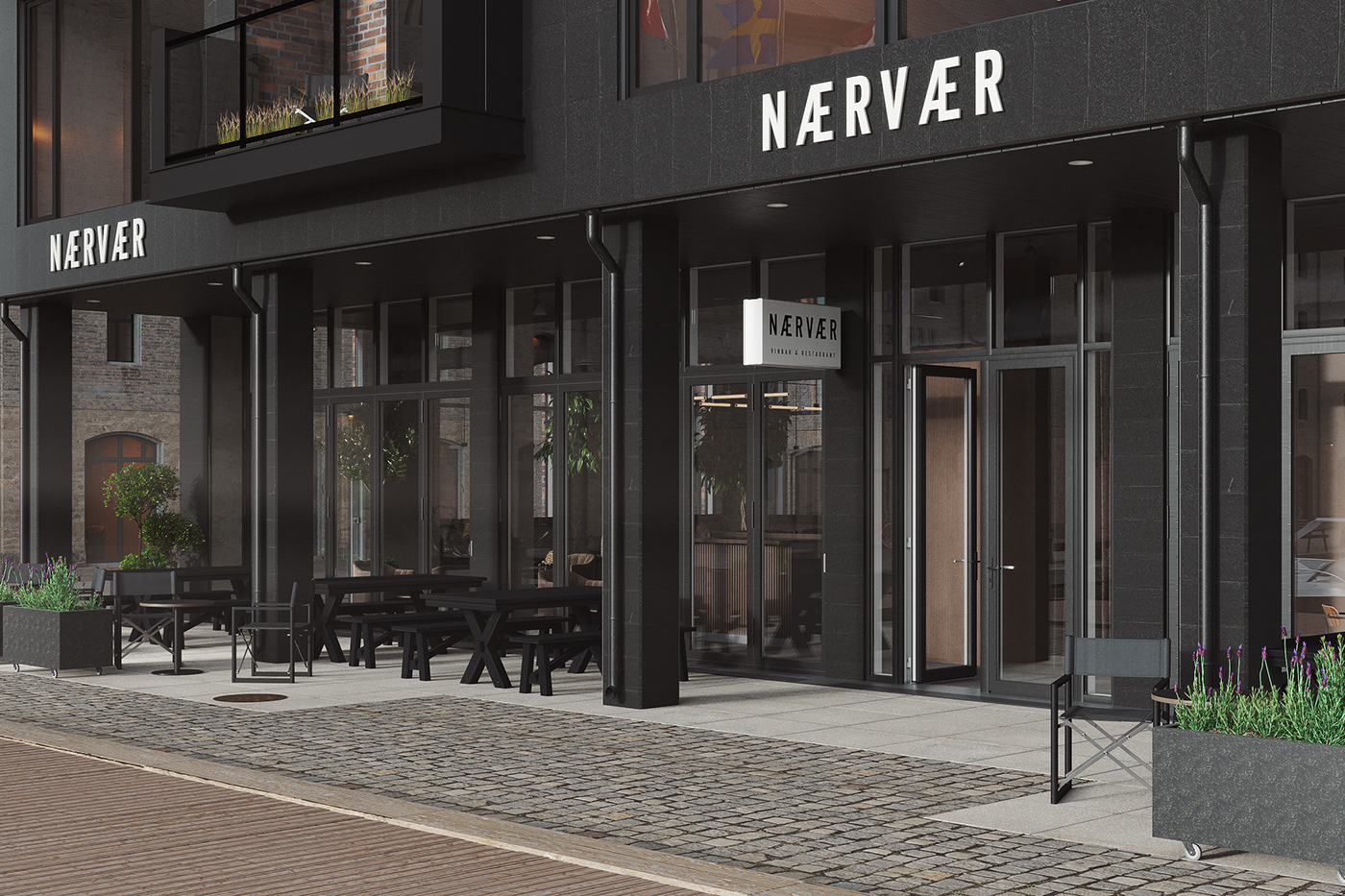 3D 3dsmax archviz cafe CGI corona exterior Interior restaurant