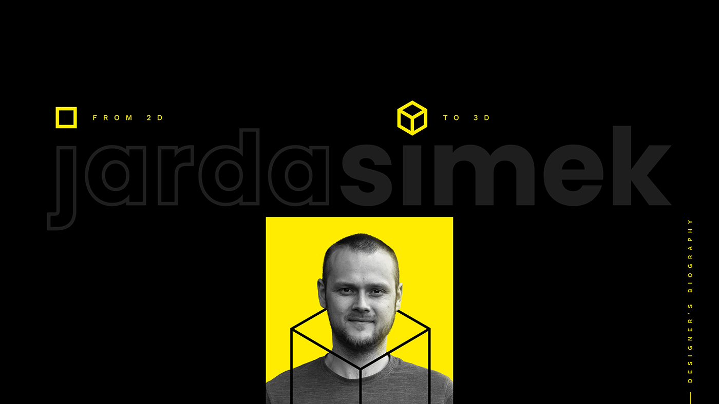 3d designer bio biography black and yellow CV designer portfolio Resume UX UI Designer personal branding