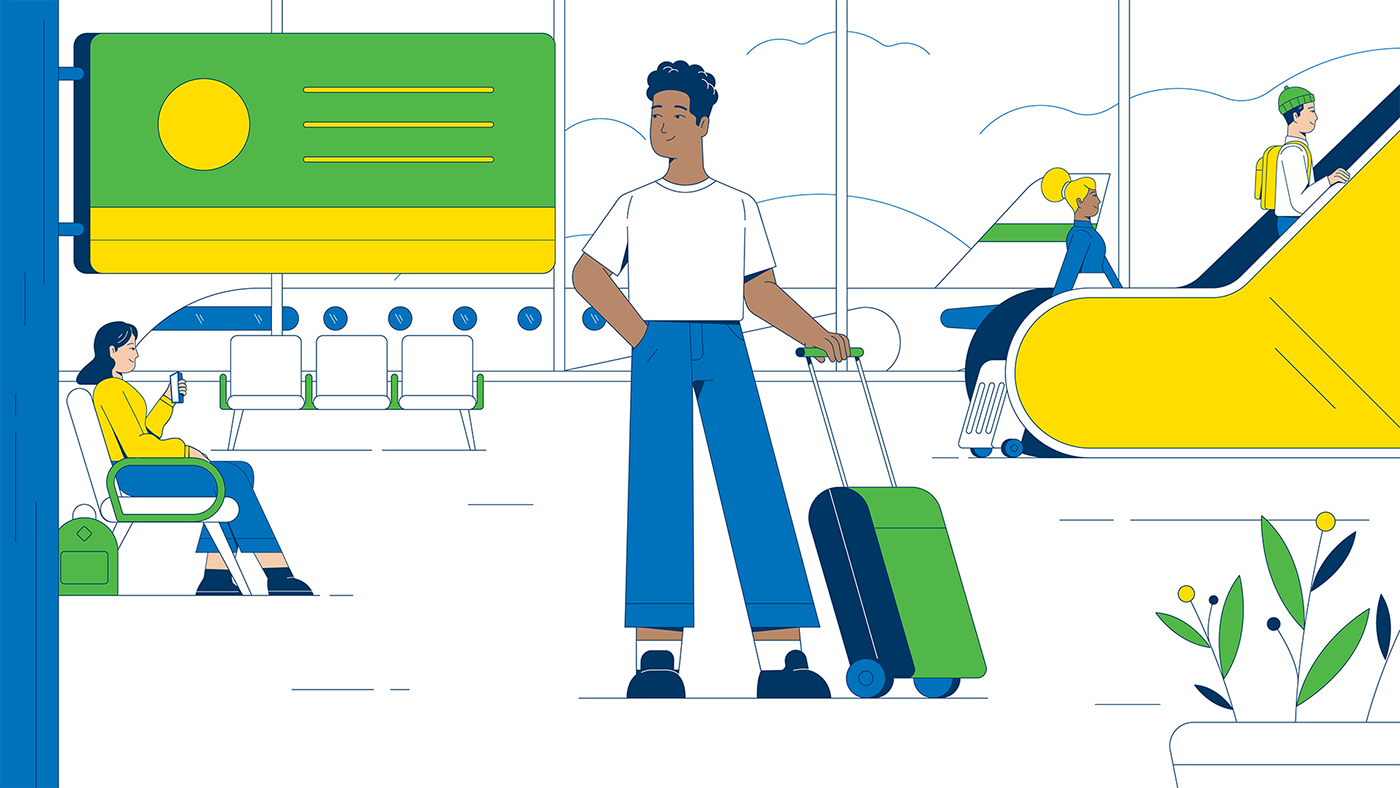 airport animation  Character explainer video ILLUSTRATION  motion motiongraphics design vector