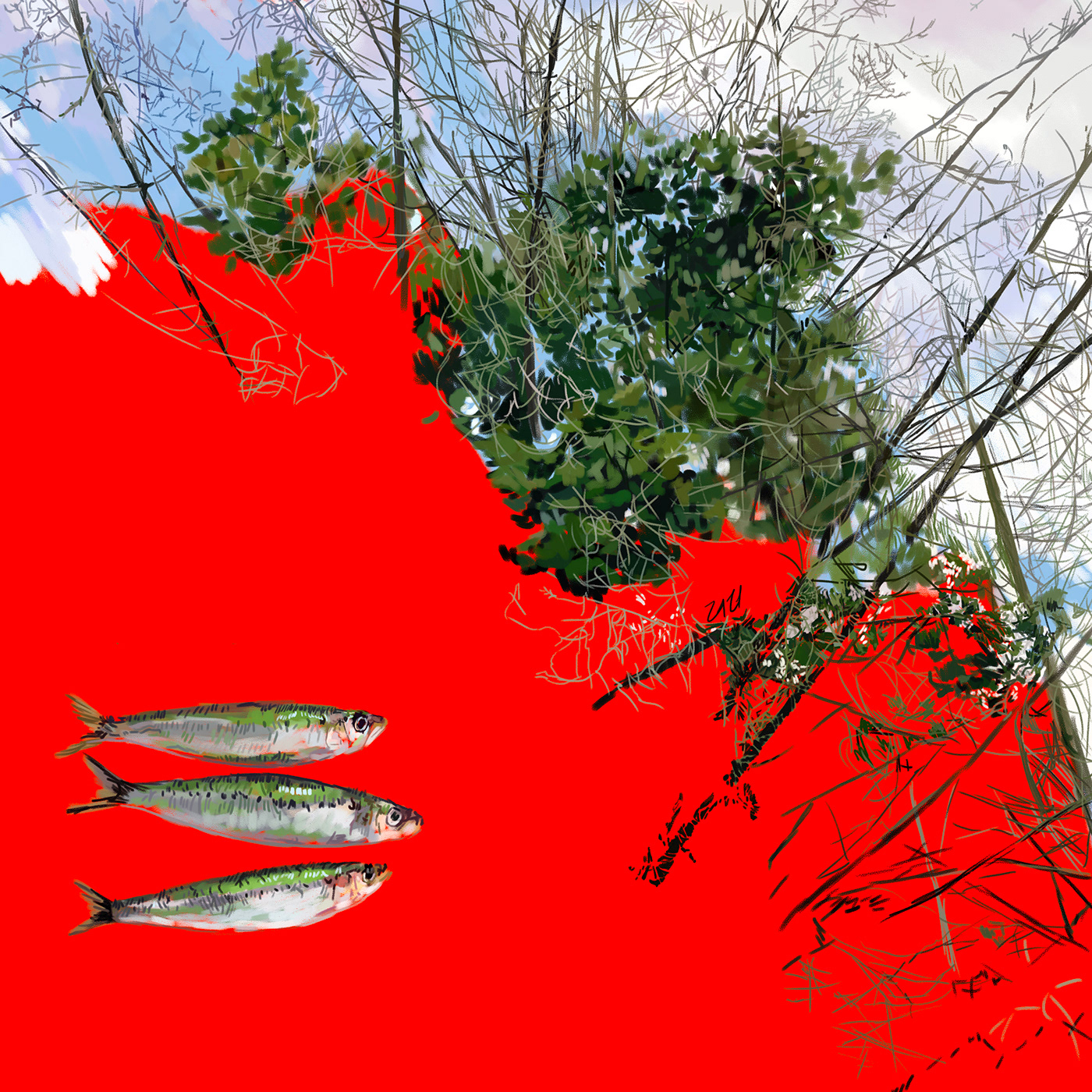 detailed drawing digital Digital Drawing Drawing Collection fish Landscape Nature photorealism realistic red
