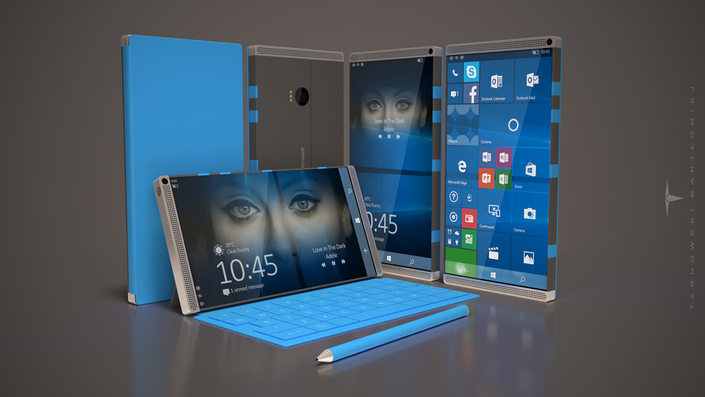 Microsoft surface phone concept smartphone 3ds MAX stylus pen