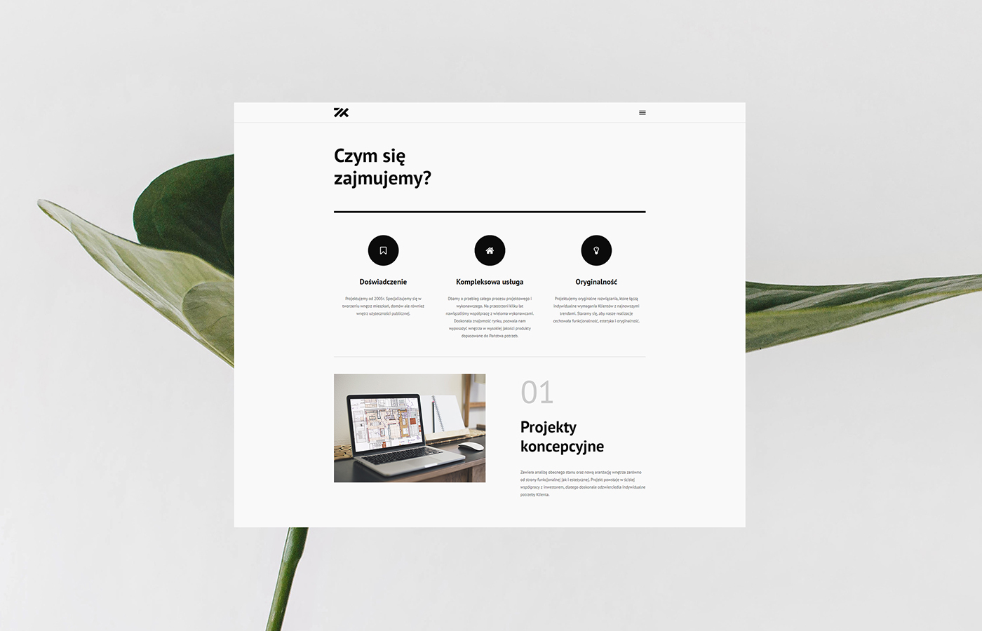 brand Website clean architect design minimalist black White simple Webdesign
