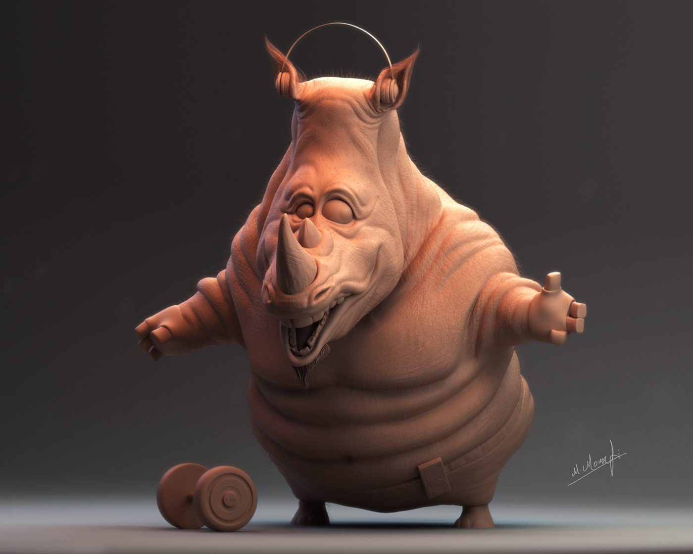 gym 3ds max cartoon characters creatures Fun concept Rhinoceros Zbrush design