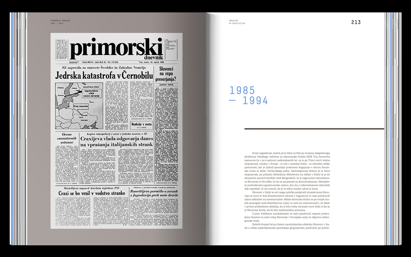 book book design monographic volume primorski dnevnik print newspaper nostalgia Pantone 8404 C Pantone Process Black Pantone Cool Grey
