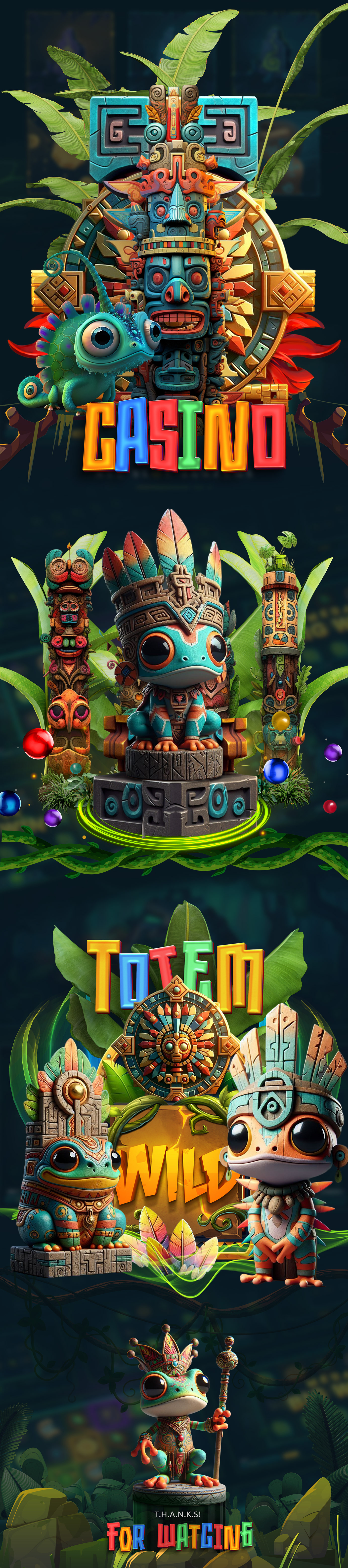 Best 3D Totem Casino Game , Slot Poster Design