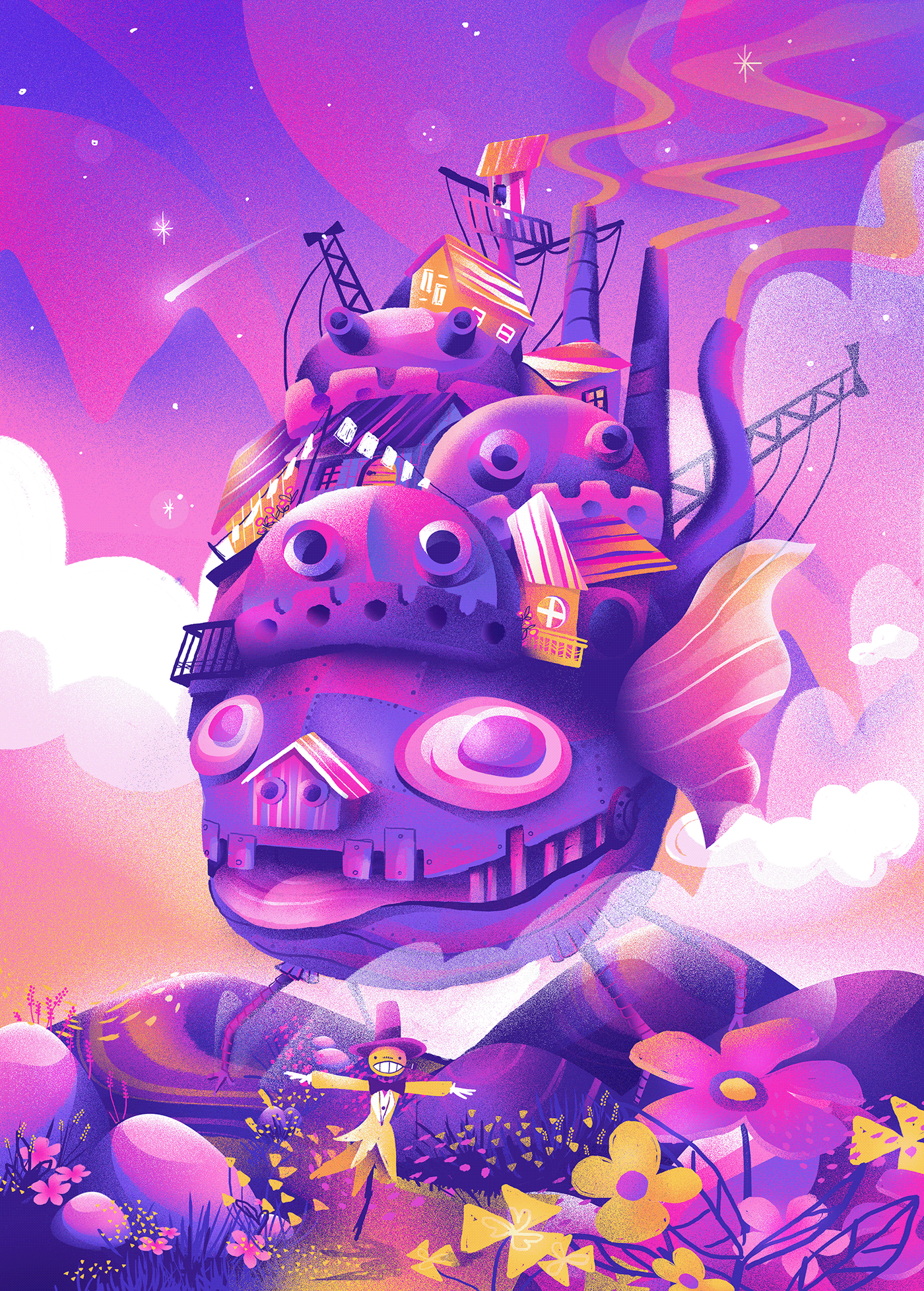 Castle Character design  Digital Art  fanart fantasy Ghibli howl's moving castle ILLUSTRATION  ilustracion purple