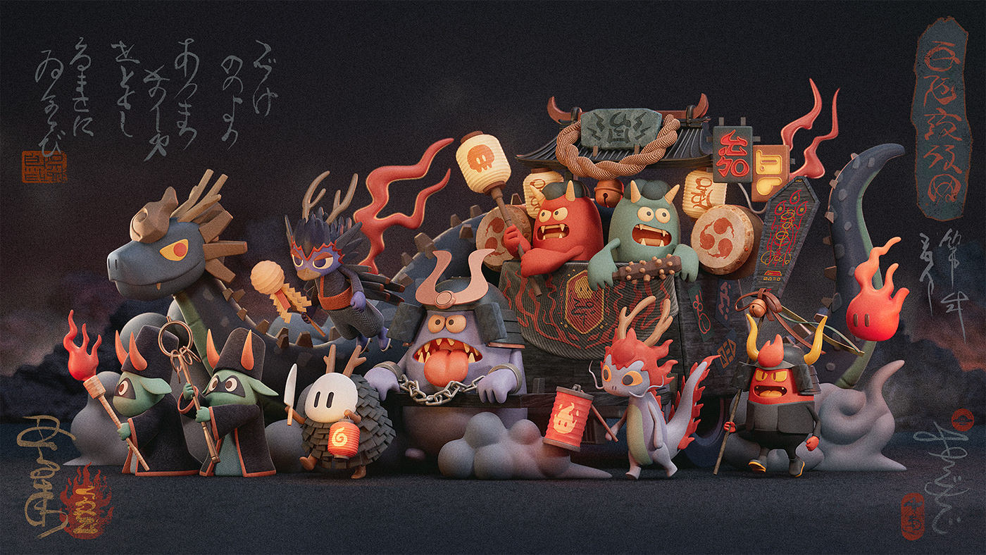 3D Character cinema 4d Digital Art  digital illustration japan japanese toy