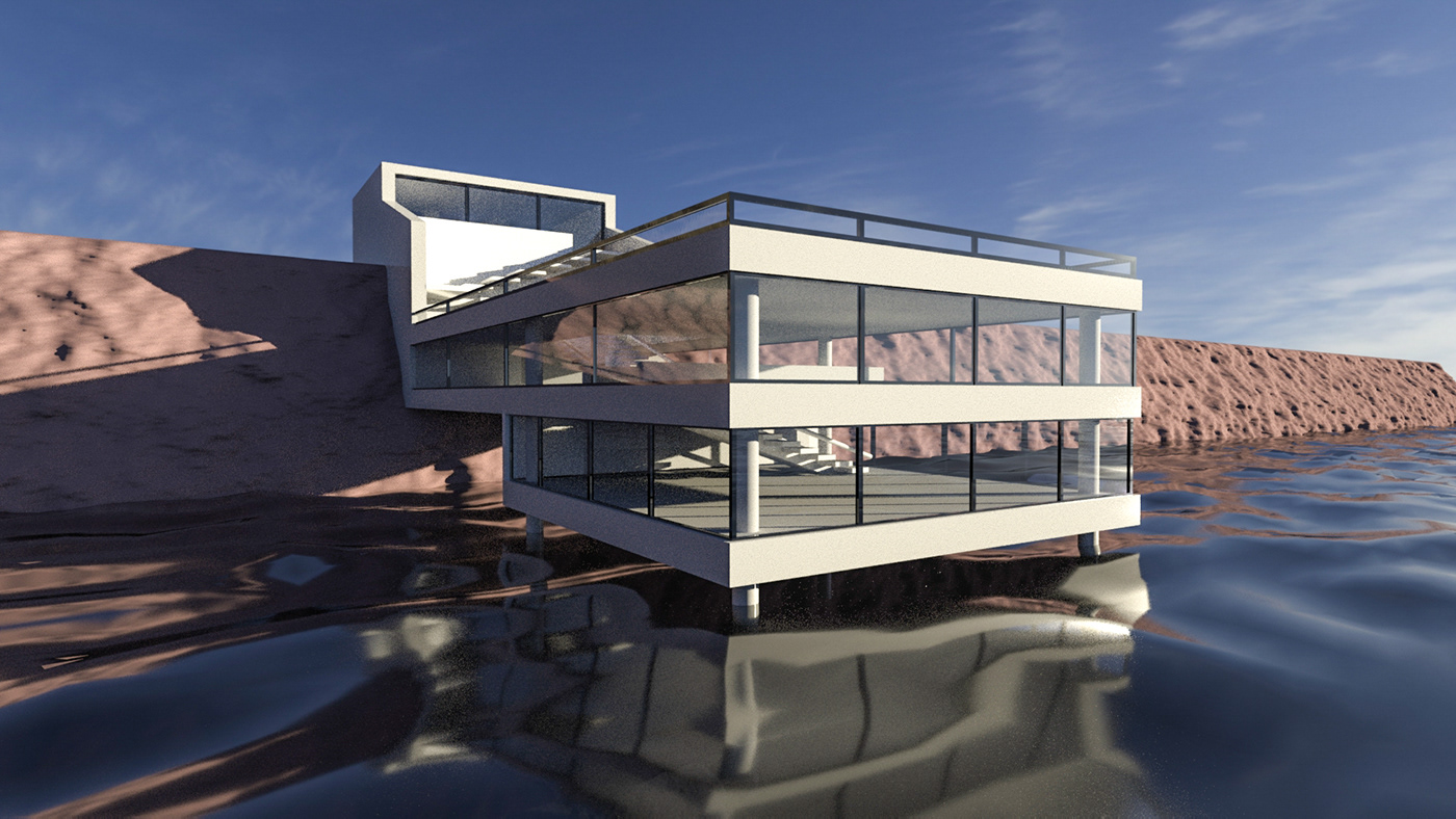 rendering Render 3D house architecture summer beach design art