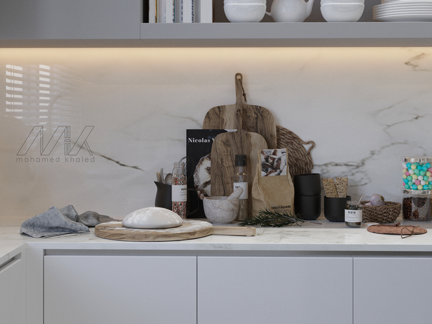 interior design  modern kitchen 3ds max architecture archviz CGI corona furniture Render visualization