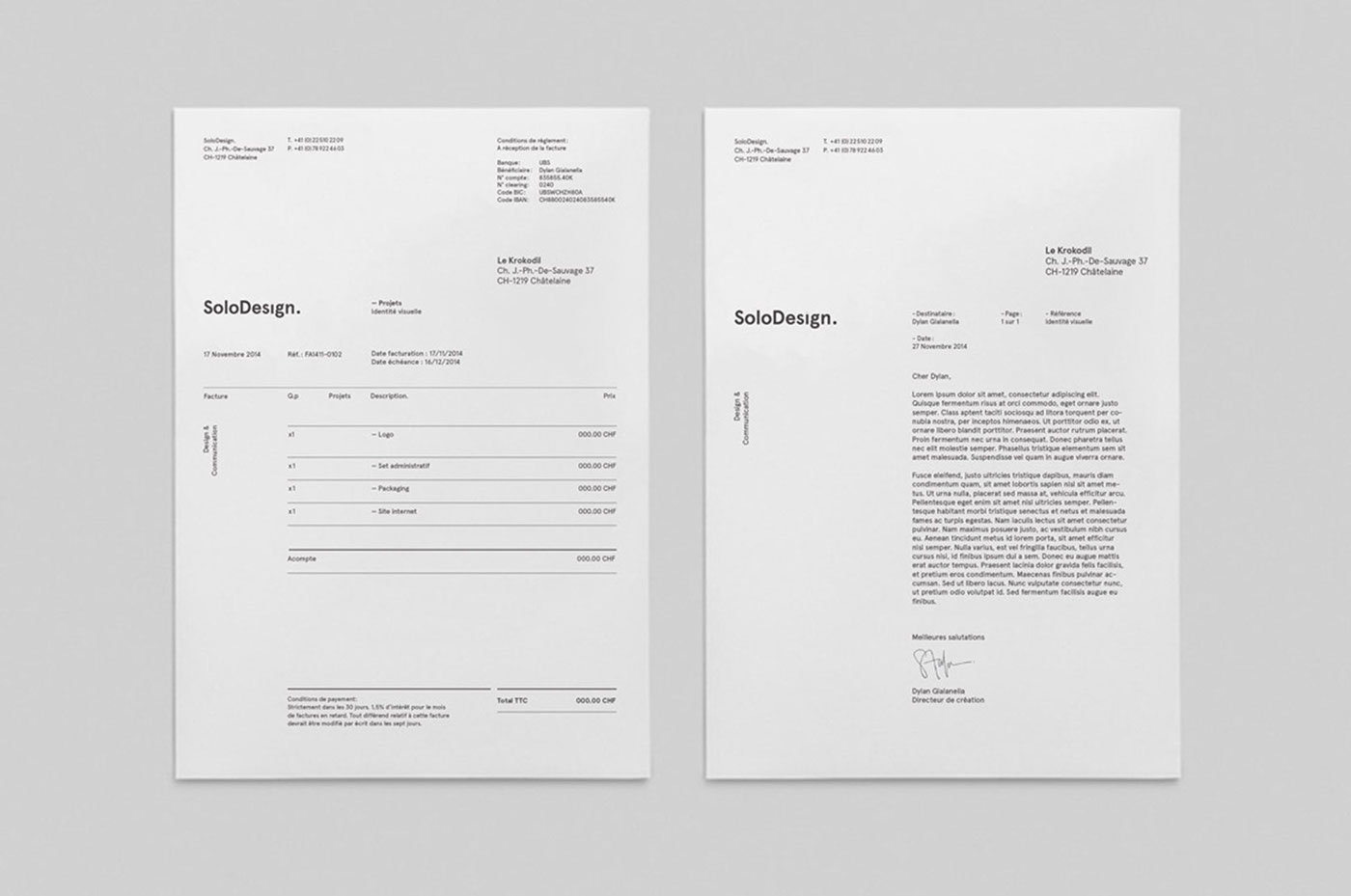 dylangiala solodesign swiss Mockup brand graphic solo Geneva agency design portfolio selfpromotion businesscard Stationery Webdesign